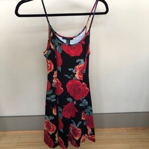 Red and black rose skater dress